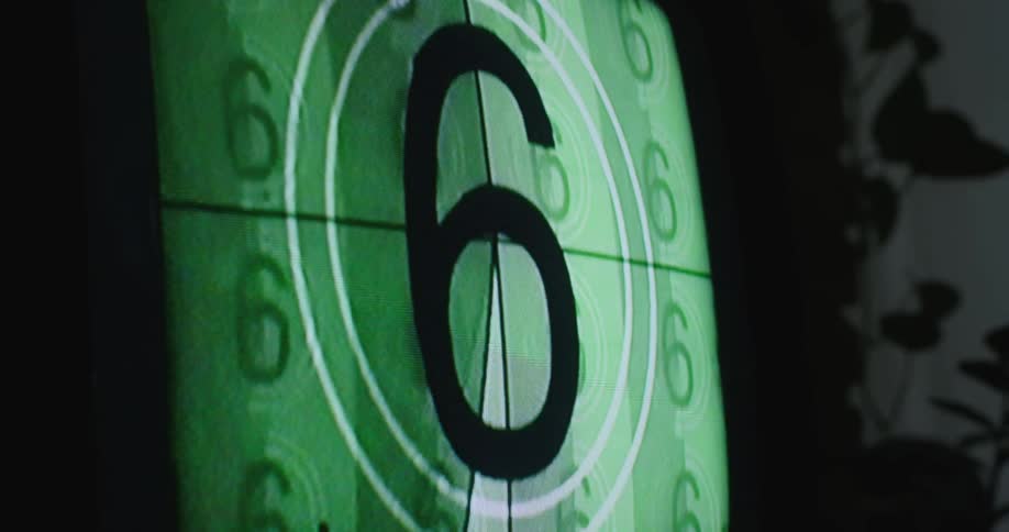 A countdown animation being displayed on an old crt television