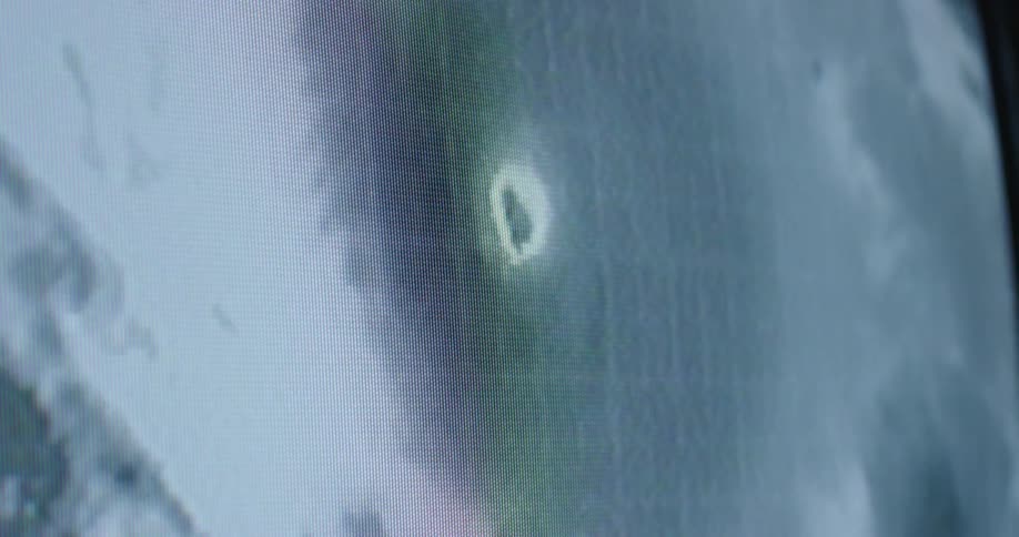 A large storm is spinning fast enough to show an eye