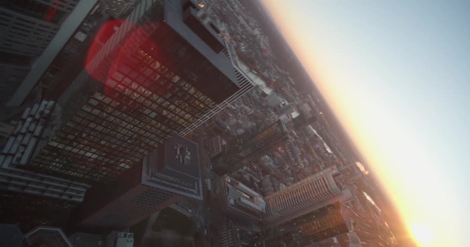 Tall skyscrapers fill a busy citys streets