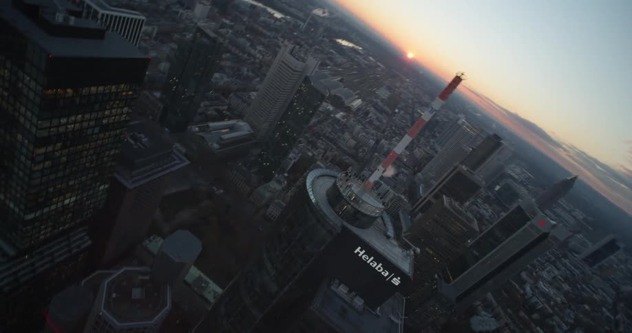 Aerial view of city buildings
