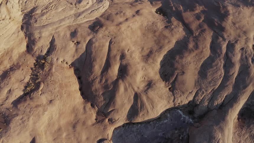 Aerial view of the mountainous terrain on the desert