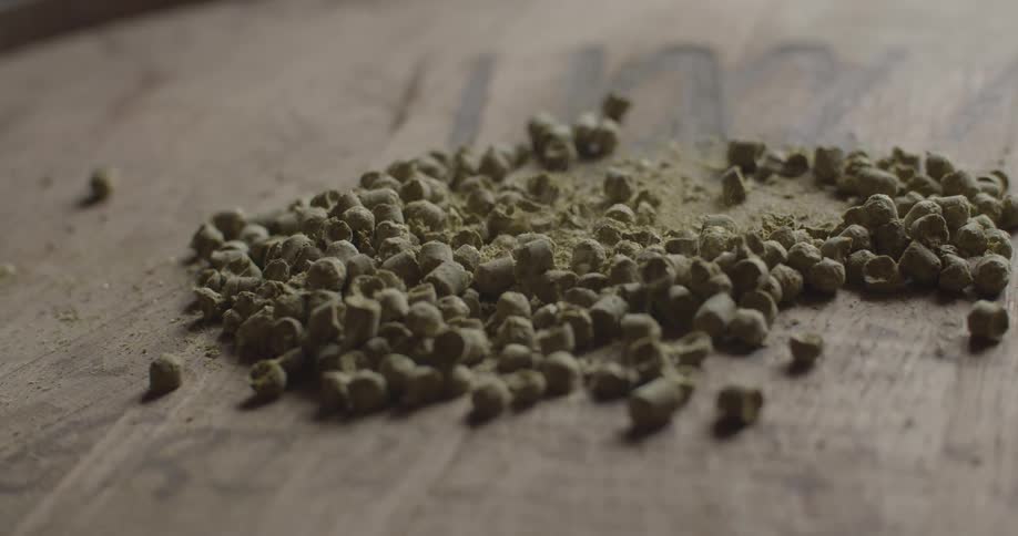 Split peas fall on a cutting board