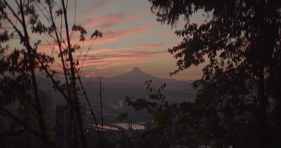 The sun is setting in the horizon in spring