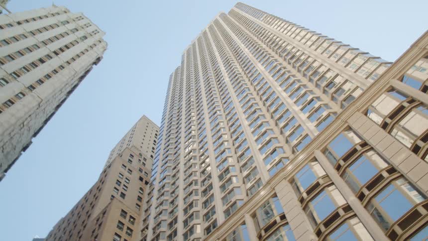 High rise office buildings against the the cloudless sky