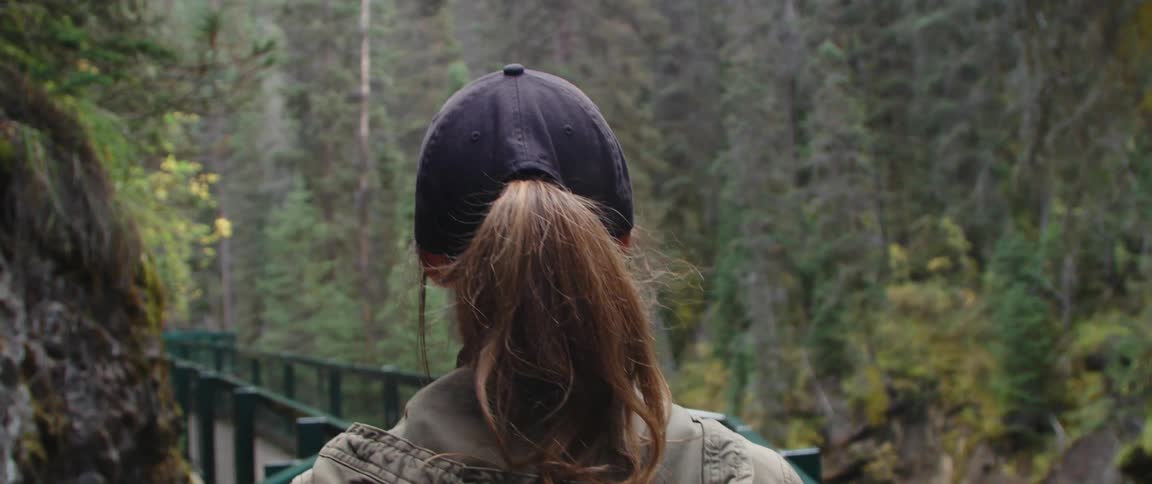 A woman hiking around outdoors