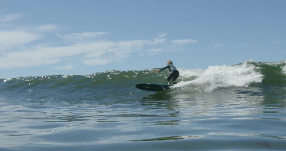 A view of women surfing on waves in the ocean