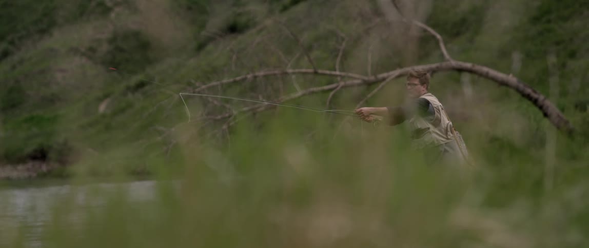 Man is fly fishing