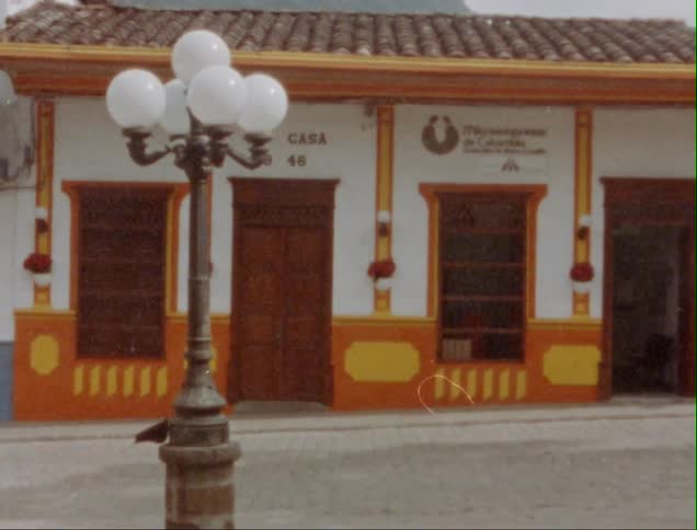 Exterior view of shop buildings in the town street