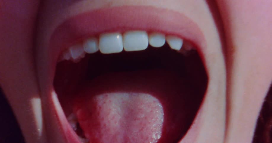 A view inside a womans mouth