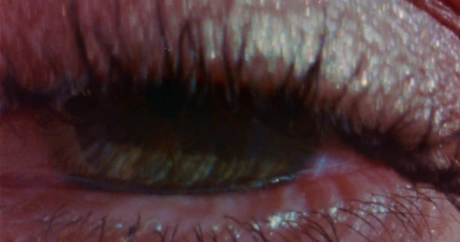 Close up view of a womans eye with makeup
