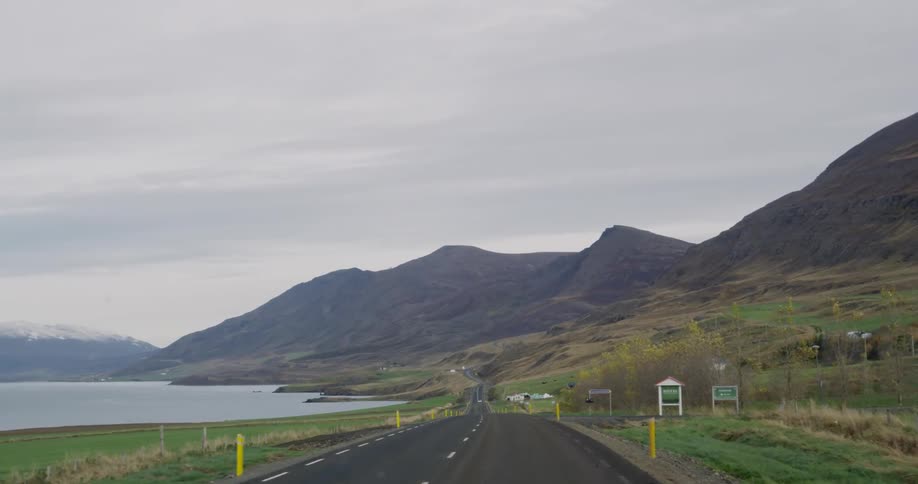 Moving down a road near the coast line