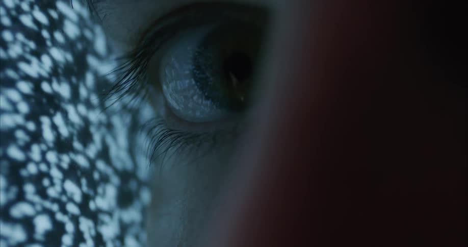 A closeup of a humans face is displayed