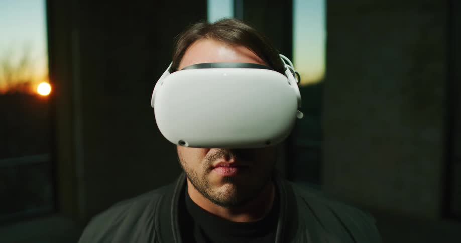 Male putting on vr headset