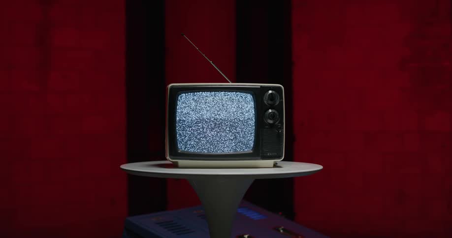 A view of a television sitting on a table