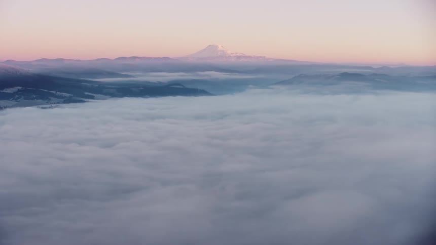 Blue hour sunrise shot of Mount Adams on a frigid New Years Day morning