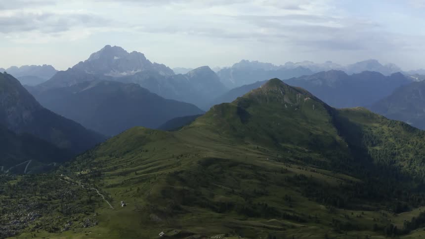 Aerial view of hills and mountain range