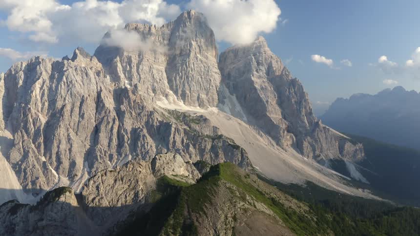 An aerial view of mountain range
