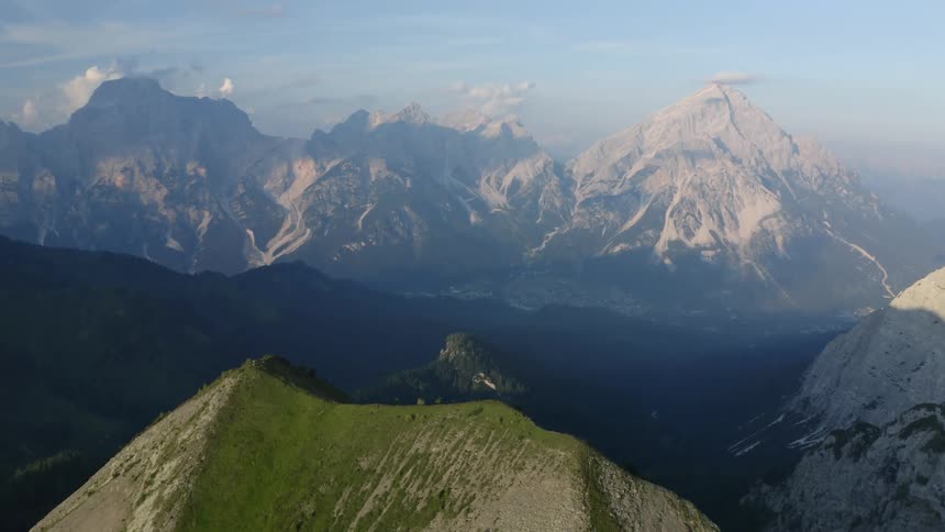 An aerial view of a mountain range