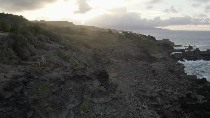An aerial view of soil on the shore