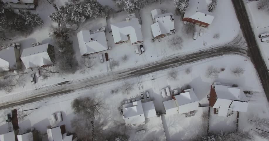 A snow covered neighborhood