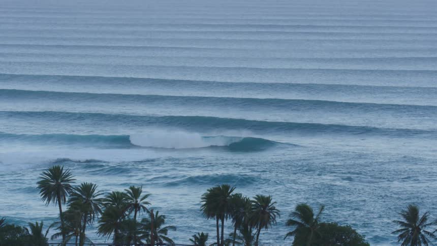 Long lens shot of giant waves in the ocean