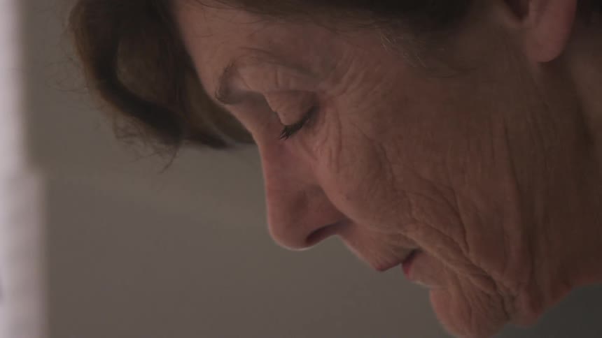 Up close view of a person's face