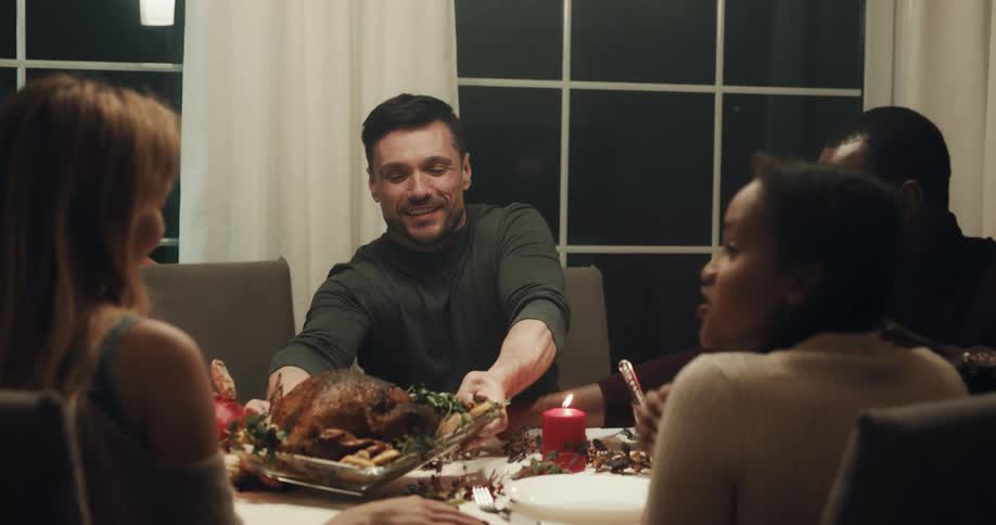 Chicken is served at the dining room table