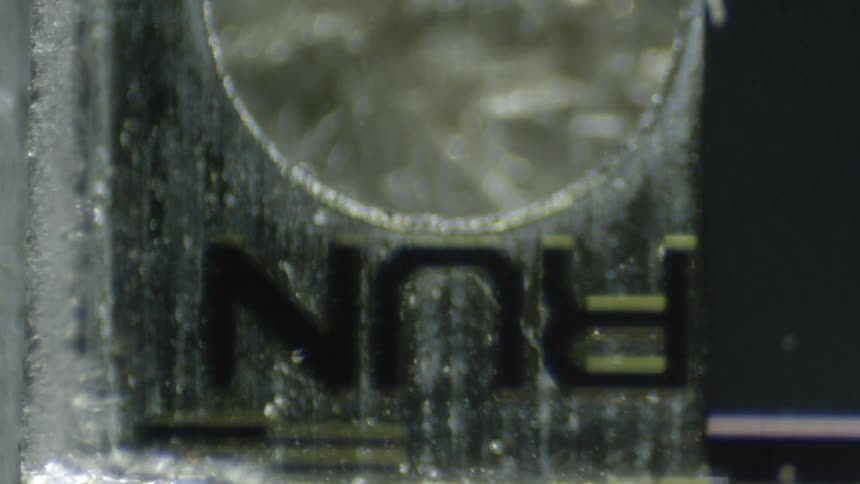 The word run on a clear surface