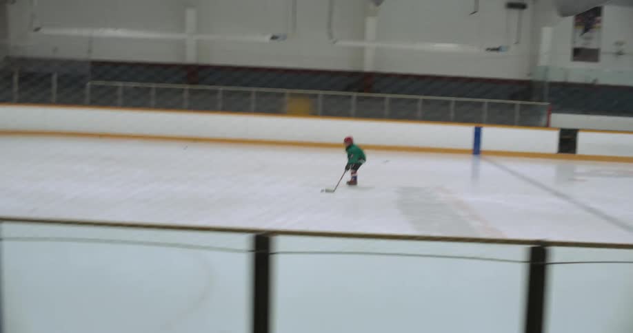 A hockey player scores a goal