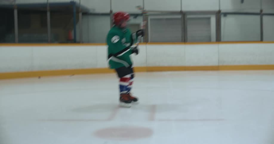 A hockey player shoots a goal and cheers