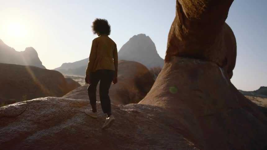A woman walking around outdoors