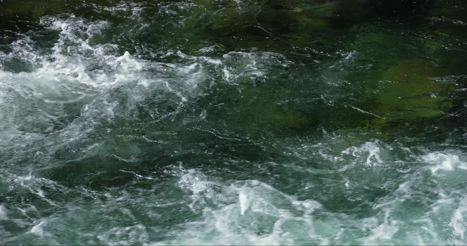 The water is rough in the stream