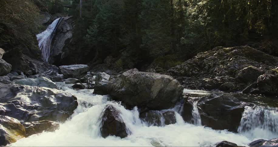 A view of water flowing in a river