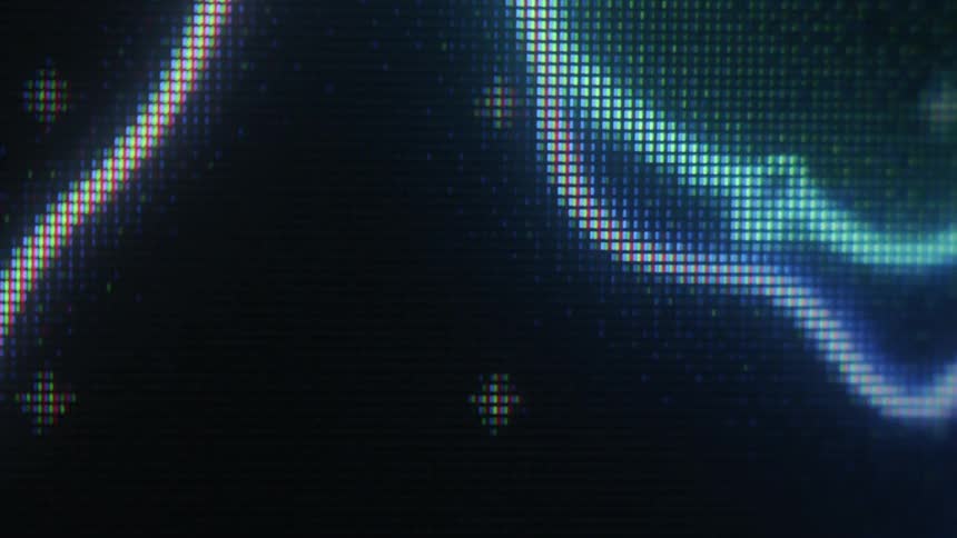 Close up of a display with moving lighted lines