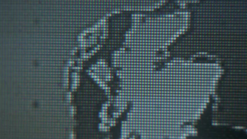 A display with an outline of an coastline and lines flashing