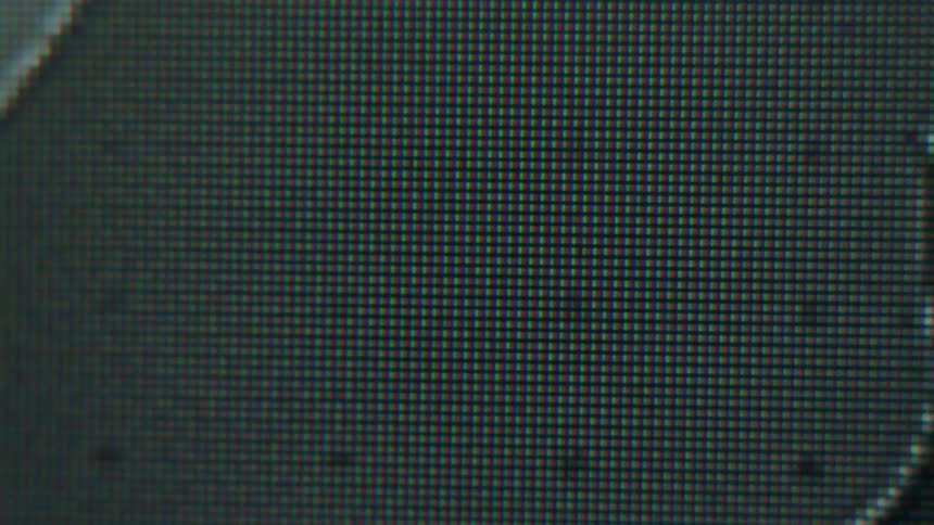 Close up of a display with some white light and lines