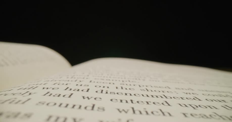 Close up of book page with text
