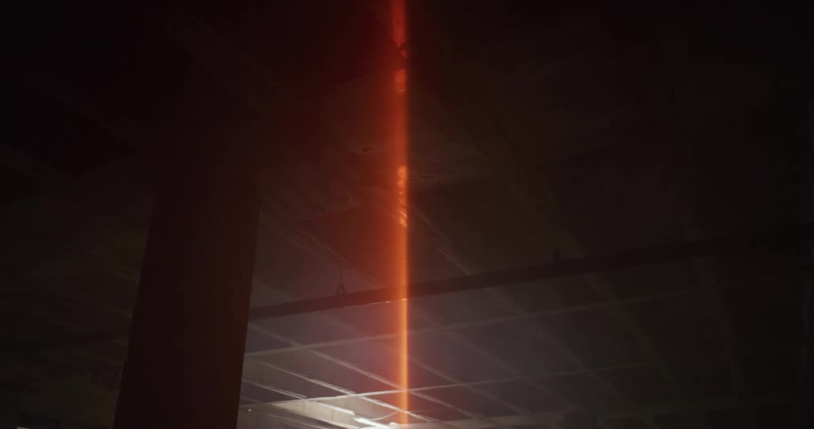 A red flare in shining on the structure