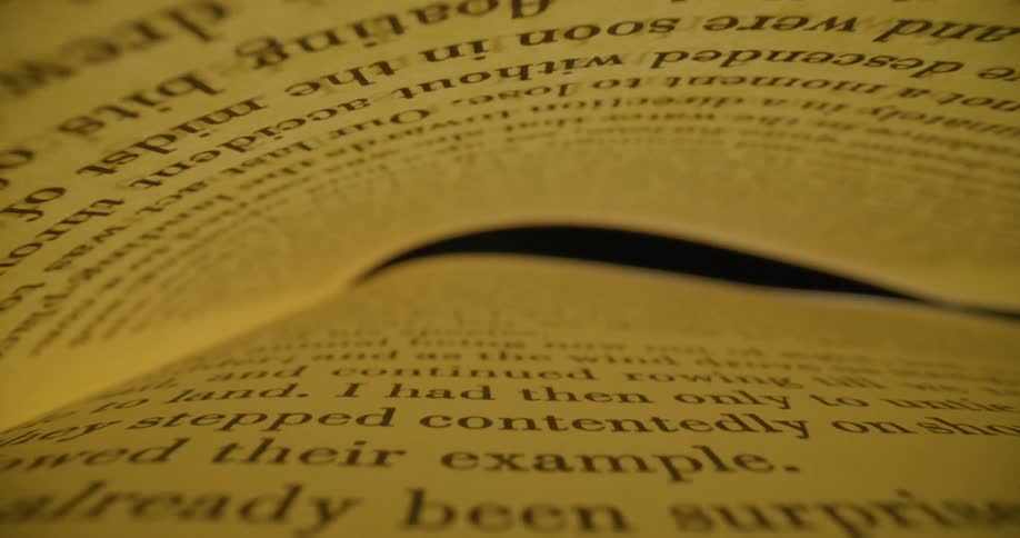 Words on pages of a book is displayed