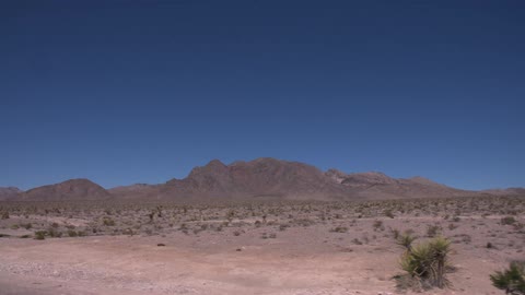 Driving through a scrubby desert