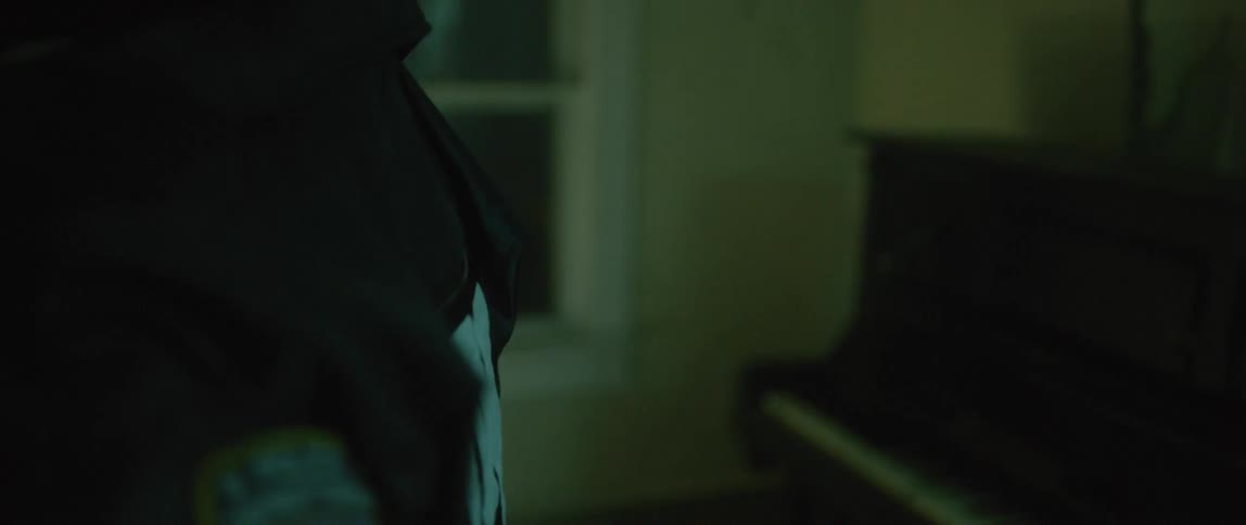 An officer is searching a dark room
