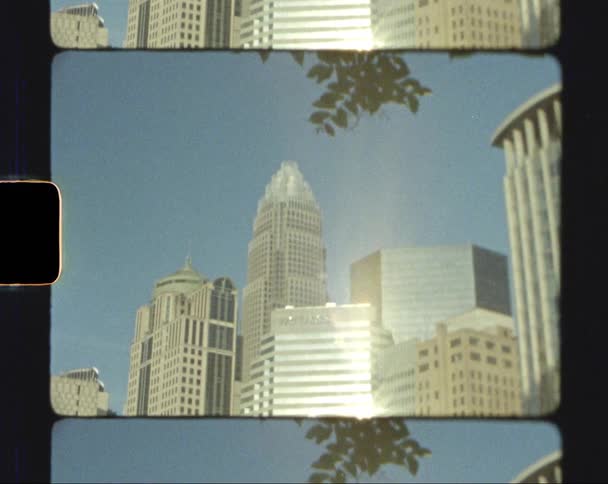 The sun is reflecting off the buildings