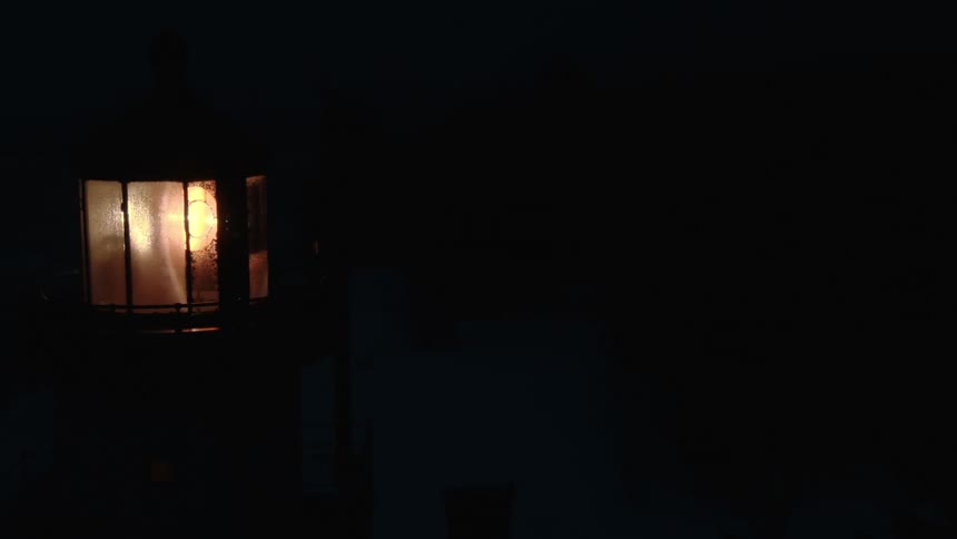 Beacon rotates on top of lighthouse