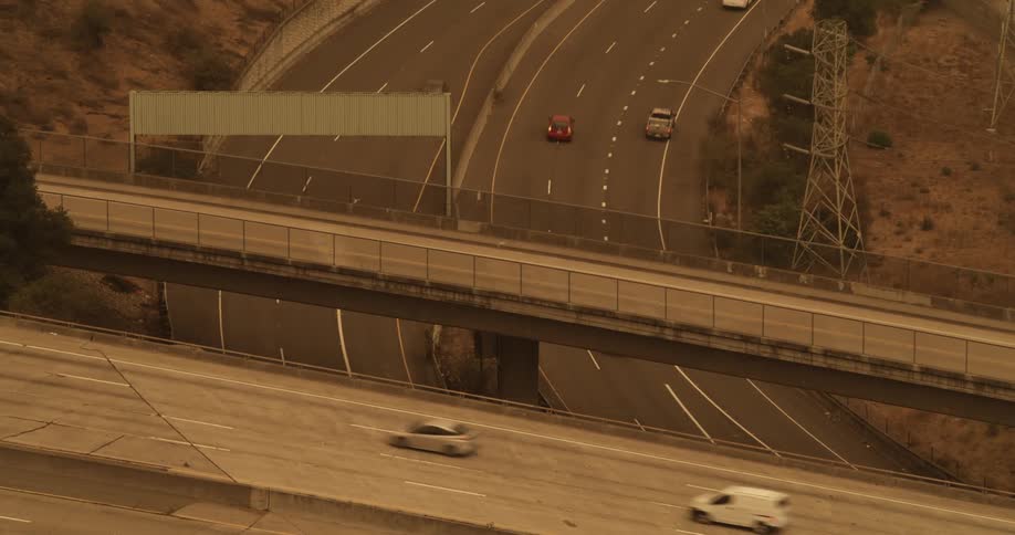 Traffic flows along bridge and highway
