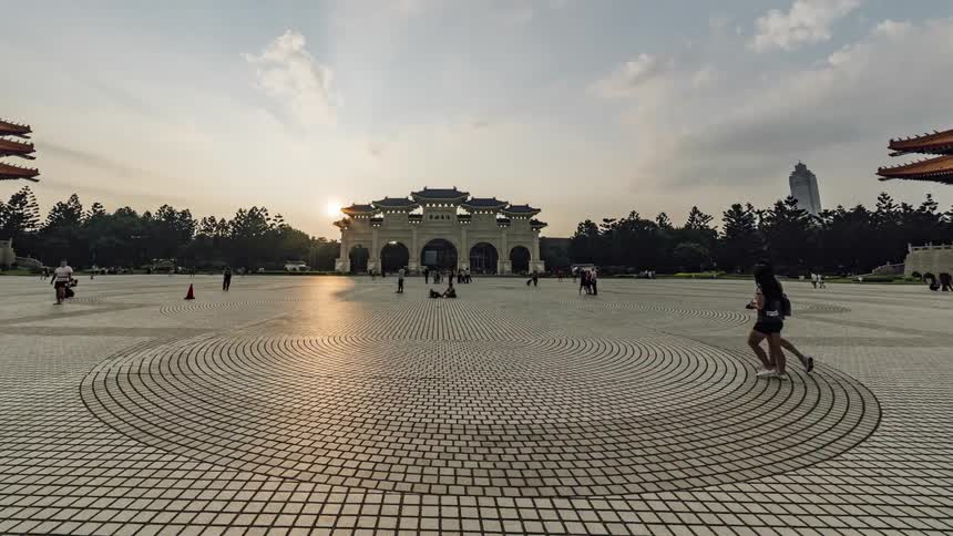 People are walking in a city in spring