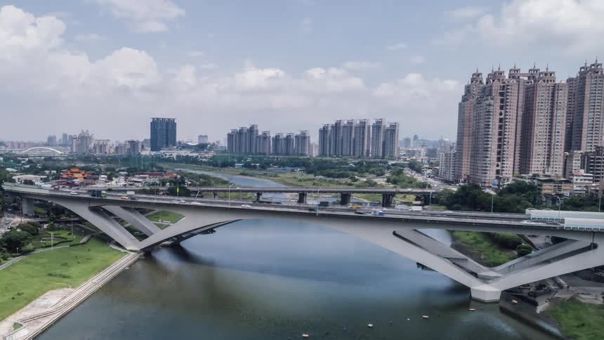 Timelapse view of an urban city is displayed in spring