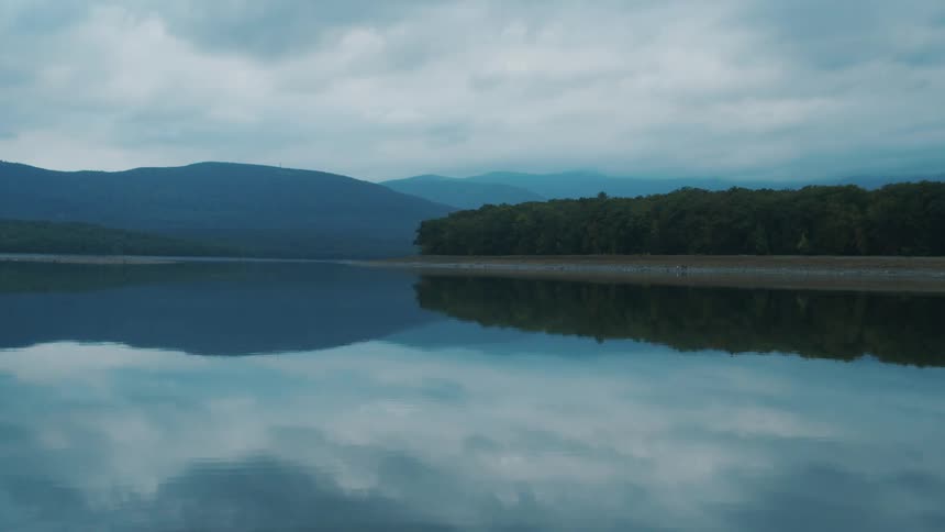 View of a lake in spring is displayed