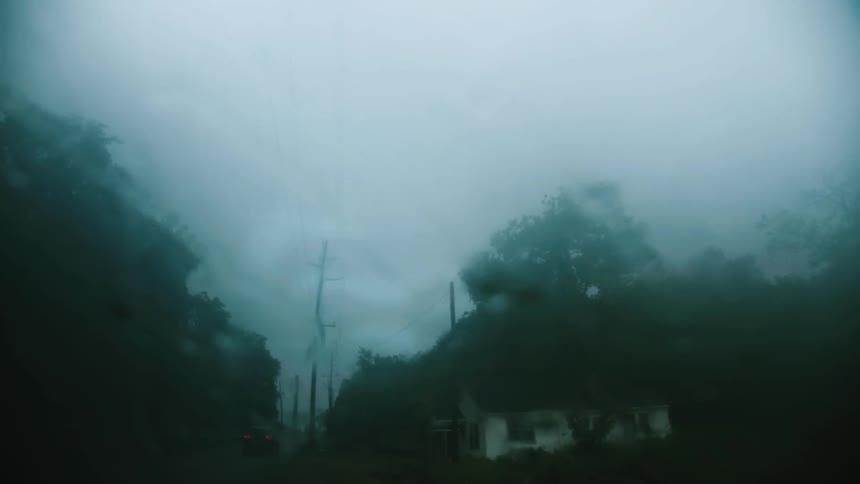 A view of rain falling outdoors