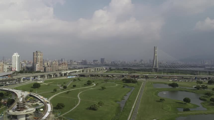 An aerial view of a city