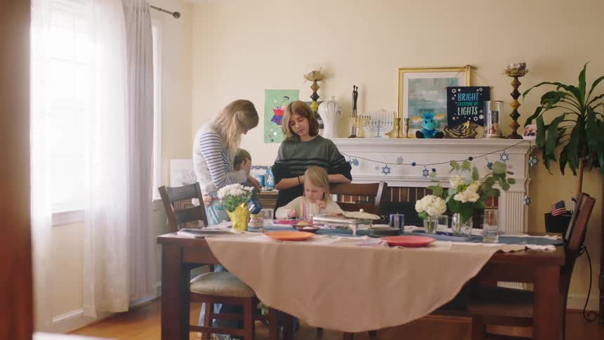 A family talk in the dining room
